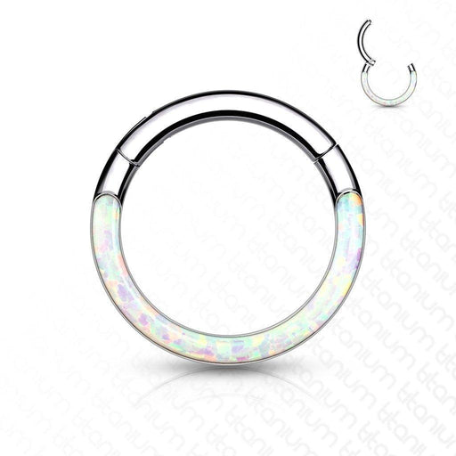 Body Jewelry - Titanium Opal Hinged Ring 16G