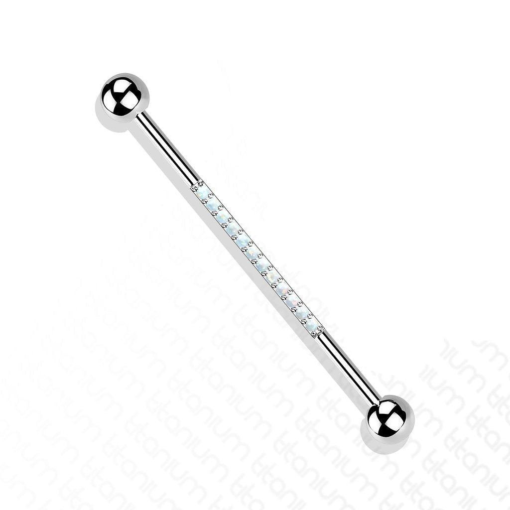 Body Jewelry - Titanium Opal Paved Industrial 14G 38mm