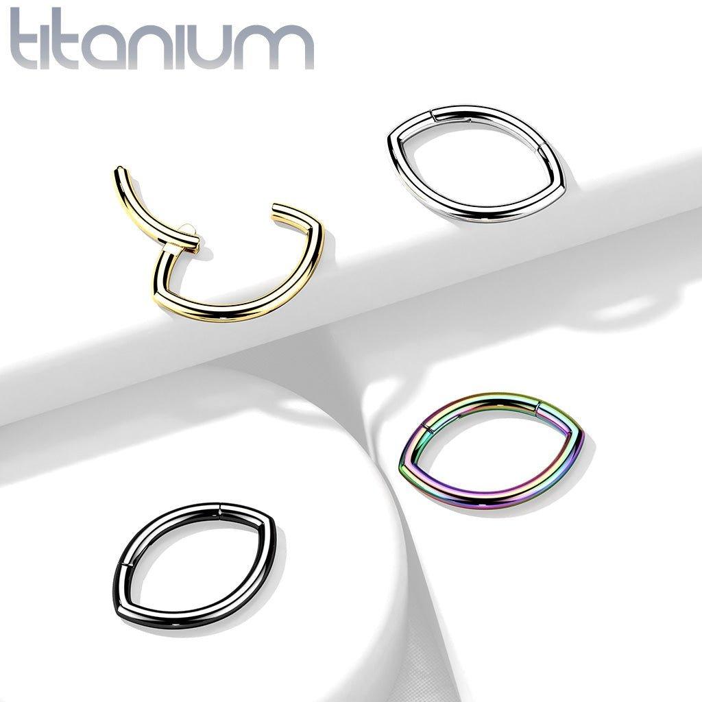 Body Jewelry - Titanium Oval Hinged Ring 16G