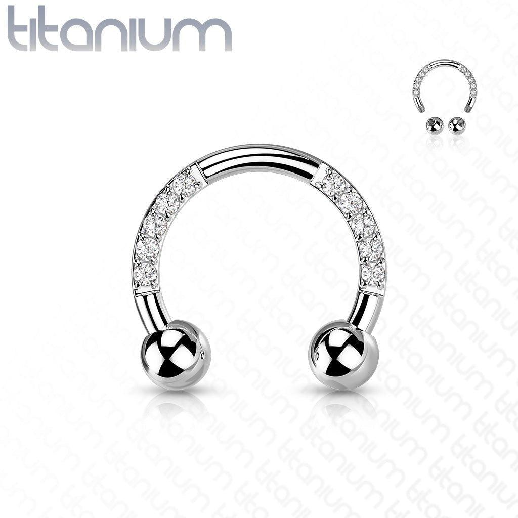 Body Jewelry - Titanium Paved Horseshoe 16G