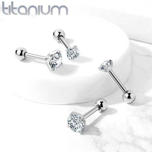 Body Jewelry - Titanium Prong Cartilage Bar 18G 16G