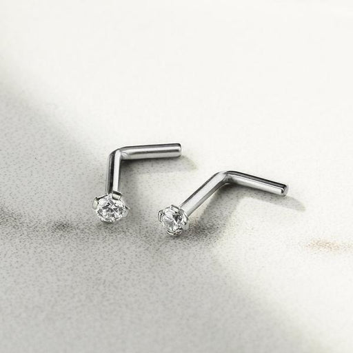 Body Jewelry - Titanium Prong Nose L Bend 20G 18G
