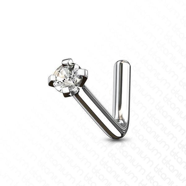Body Jewelry - Titanium Prong Nose L Bend 20G 18G