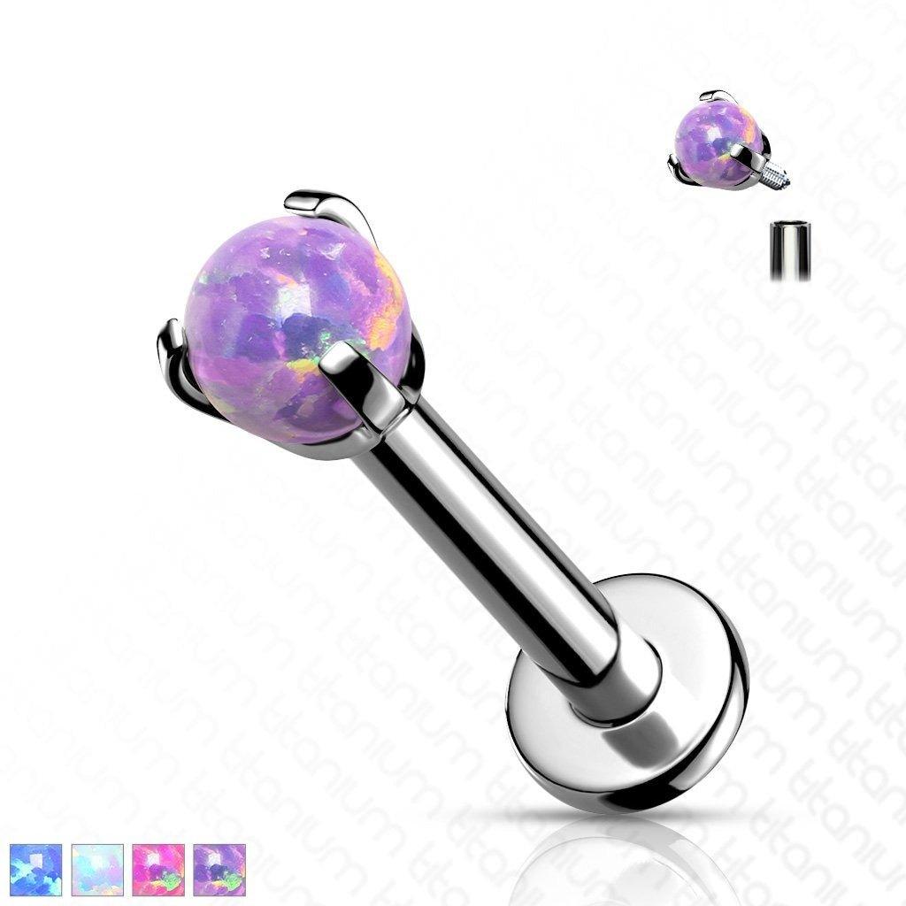 Body Jewelry - Titanium Prong Opal Ball Labret 16G 8mm