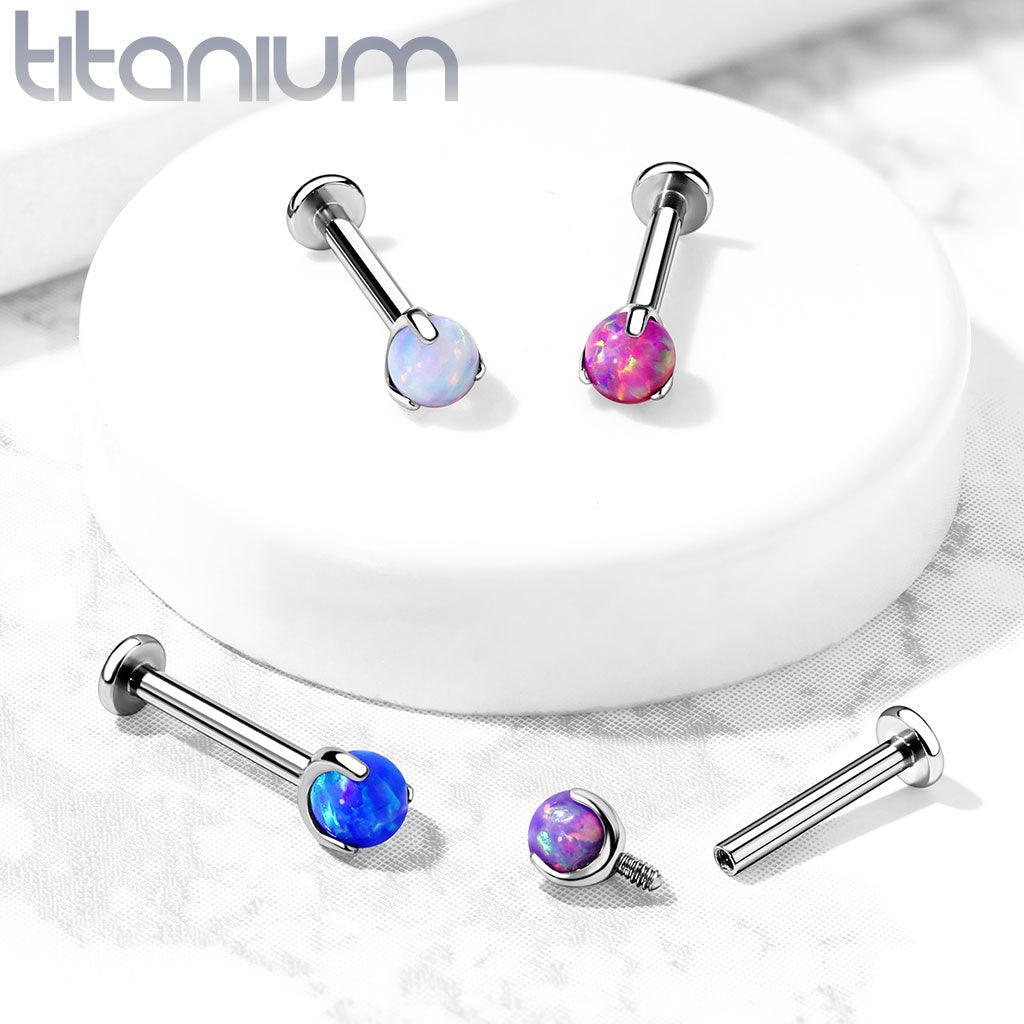 Body Jewelry - Titanium Prong Opal Ball Labret 16G 8mm