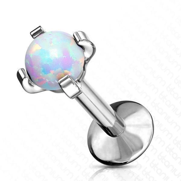 Body Jewelry - Titanium Prong Opal Labret 16G