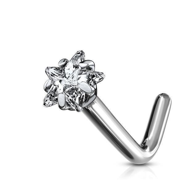 Body Jewelry - Titanium Prong Star Nose L Bend 20G 18G