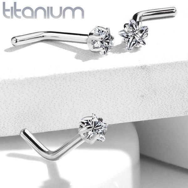 Body Jewelry - Titanium Prong Star Nose L Bend 20G 18G