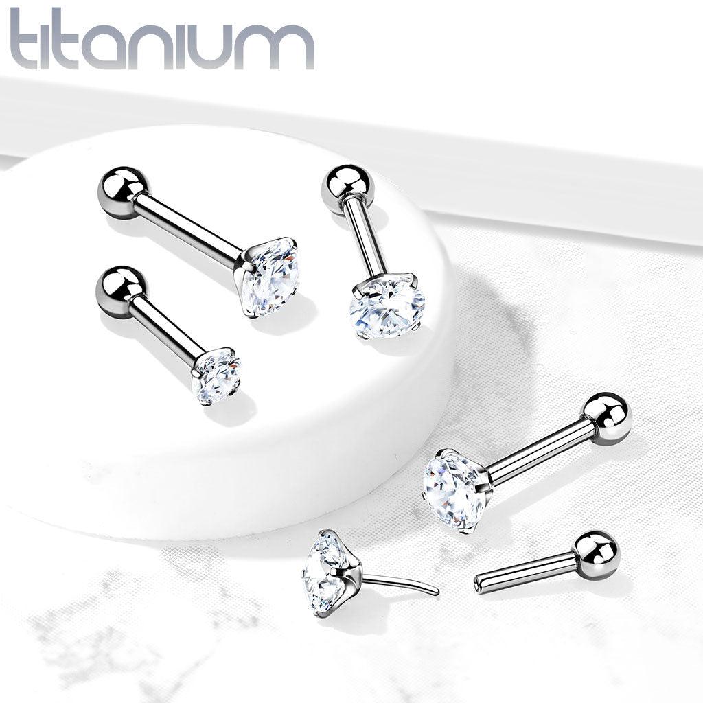 Body Jewelry - Titanium Prong Threadless Cartilage Bar