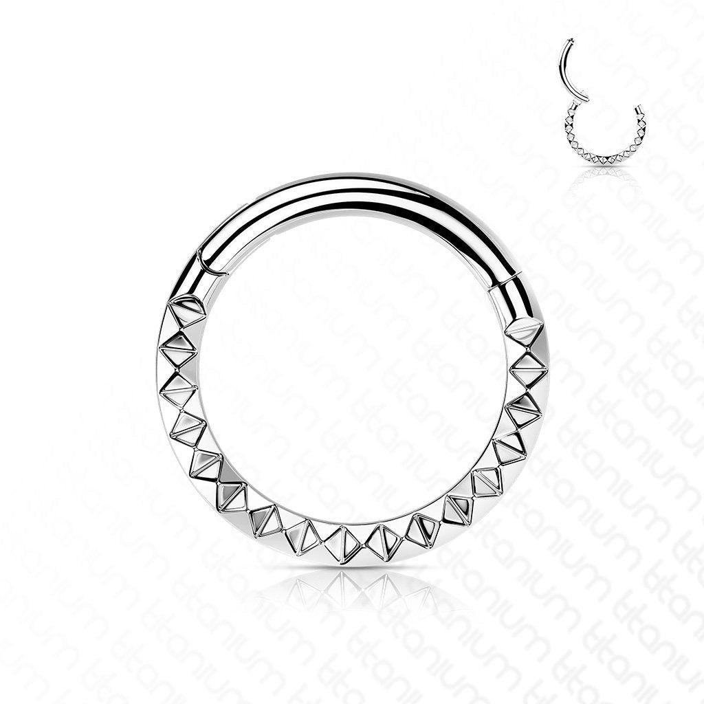 Body Jewelry - Titanium Pyramid Cut Hinged Ring 16G