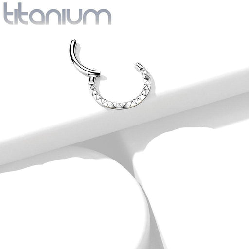 Body Jewelry - Titanium Pyramid Cut Hinged Ring 16G