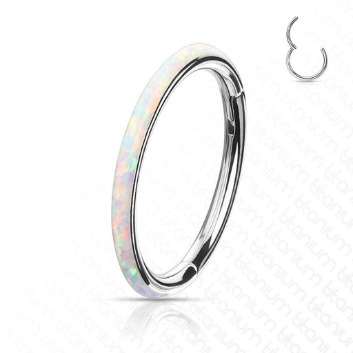 Body Jewelry - Titanium Side Opal Hinged Ring 16G