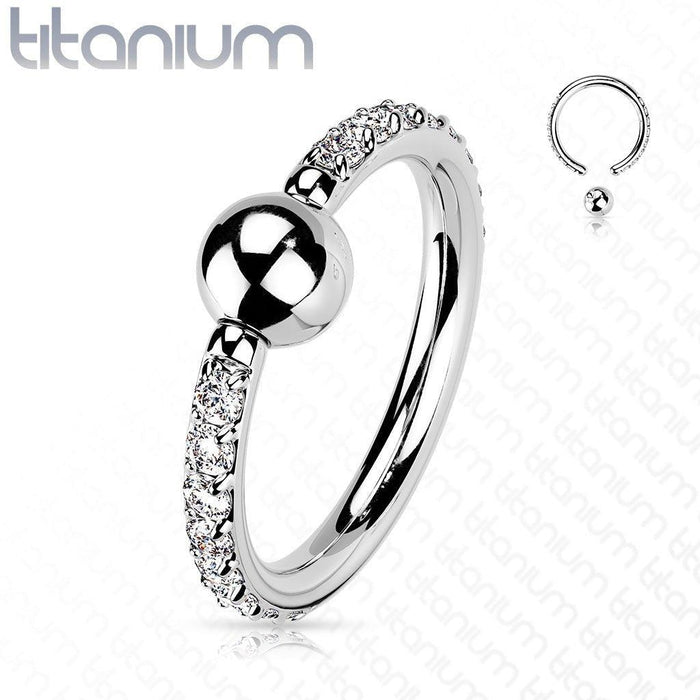 Body Jewelry - Titanium Side Paved Captive Ring 16G