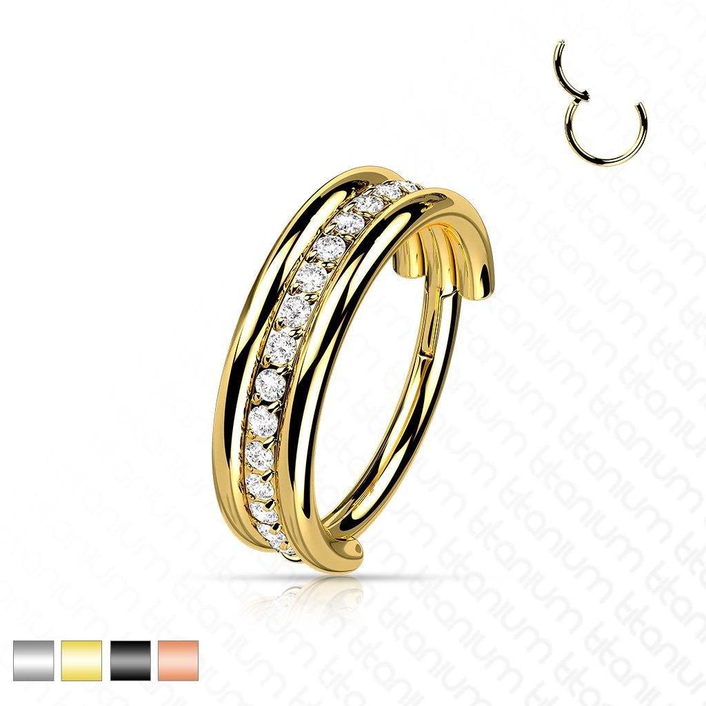 Body Jewelry - Titanium Stacked Hinged Ring 16G