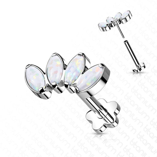 Body Jewelry - Titanium Threadless 4 Opal Labret 16G