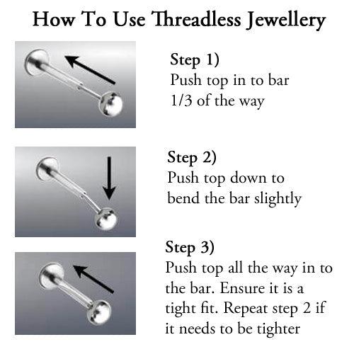 Body Jewelry - Titanium Threadless Barbell Bar 14G