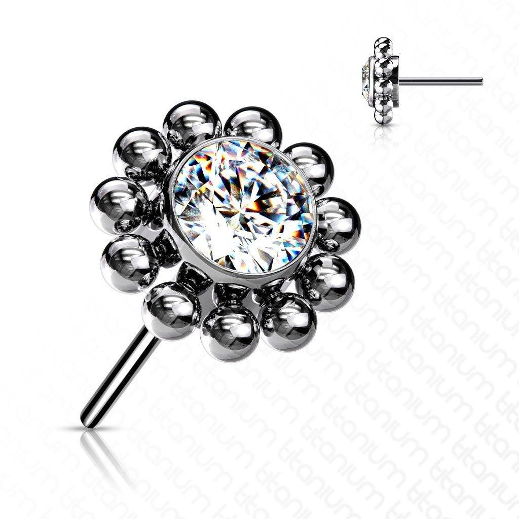 Body Jewelry - Titanium Threadless Beaded Gem Ball End