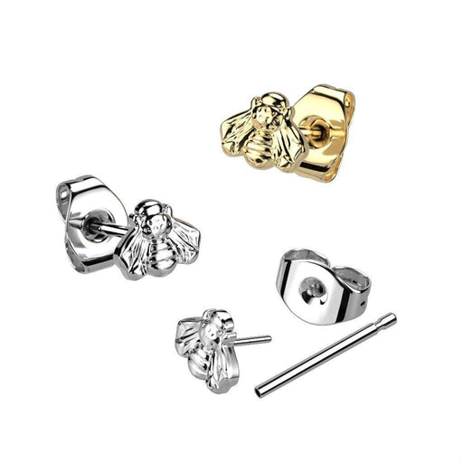 Body Jewelry - Titanium Threadless Bee Earrings Pair