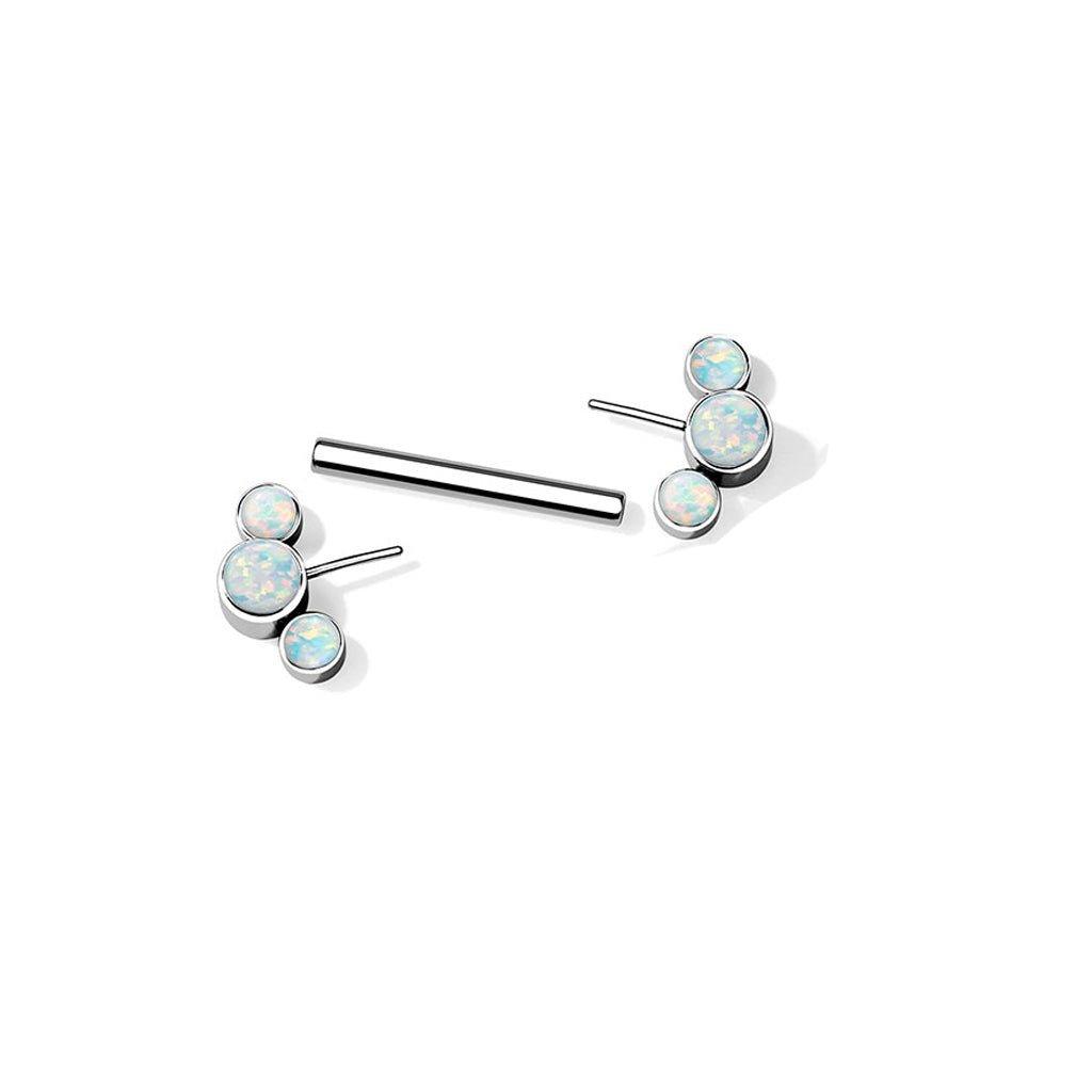 Body Jewelry - Titanium Threadless Opal Fan Nipple Bar 14G