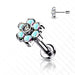 Body Jewelry - Titanium Threadless Opal Flower Labret 16G