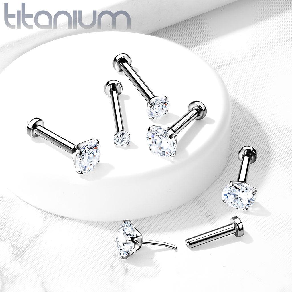 Body Jewelry - Titanium Threadless Prong Gem Labret