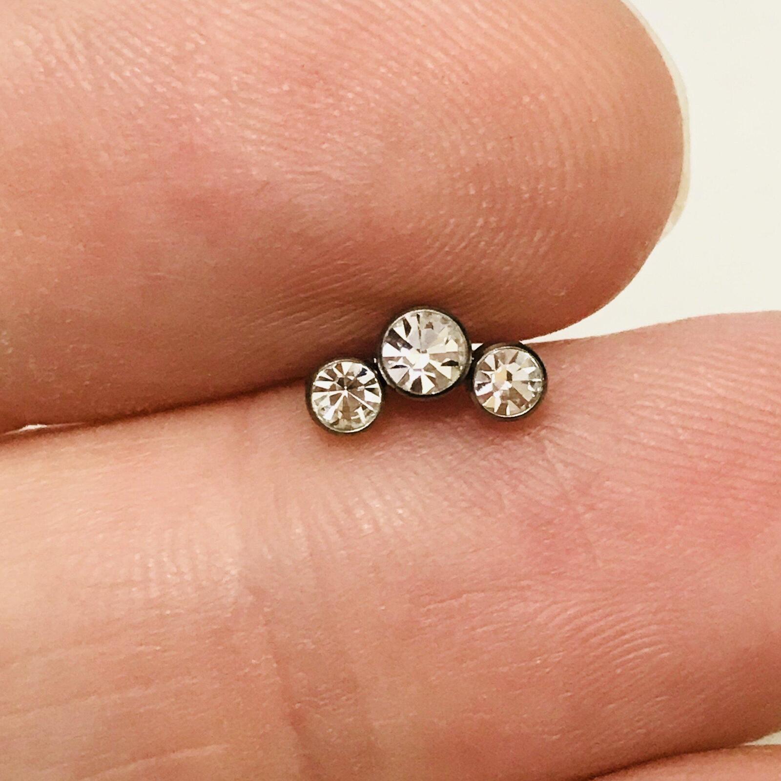 Body Jewelry - Titanium Triple Gem Cartilage Bar 16G