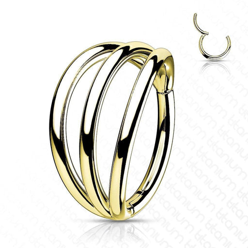 Body Jewelry - Titanium Triple Line Hinged Ring 16G