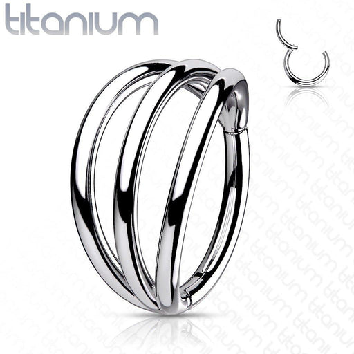 Body Jewelry - Titanium Triple Line Hinged Ring 16G