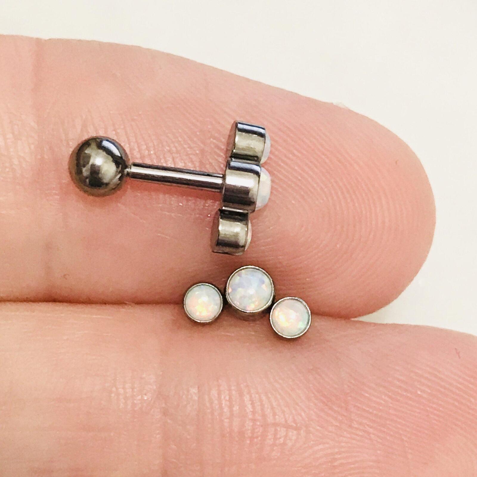 Body Jewelry - Titanium Triple Opal Cartilage Bar 16G