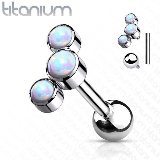 Body Jewelry - Titanium Triple Opal Cartilage Bar 16G