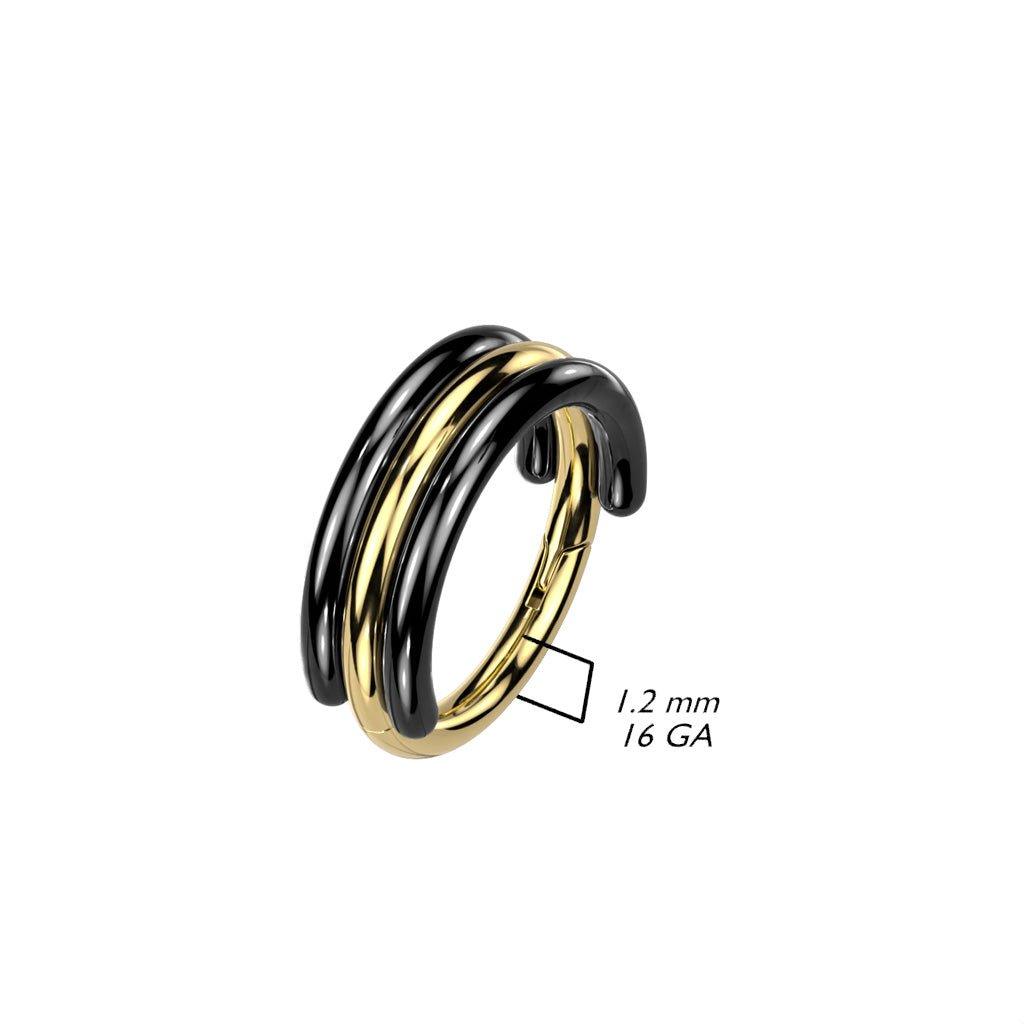 Body Jewelry - Titanium Triple Stacked Hinged Ring 16G