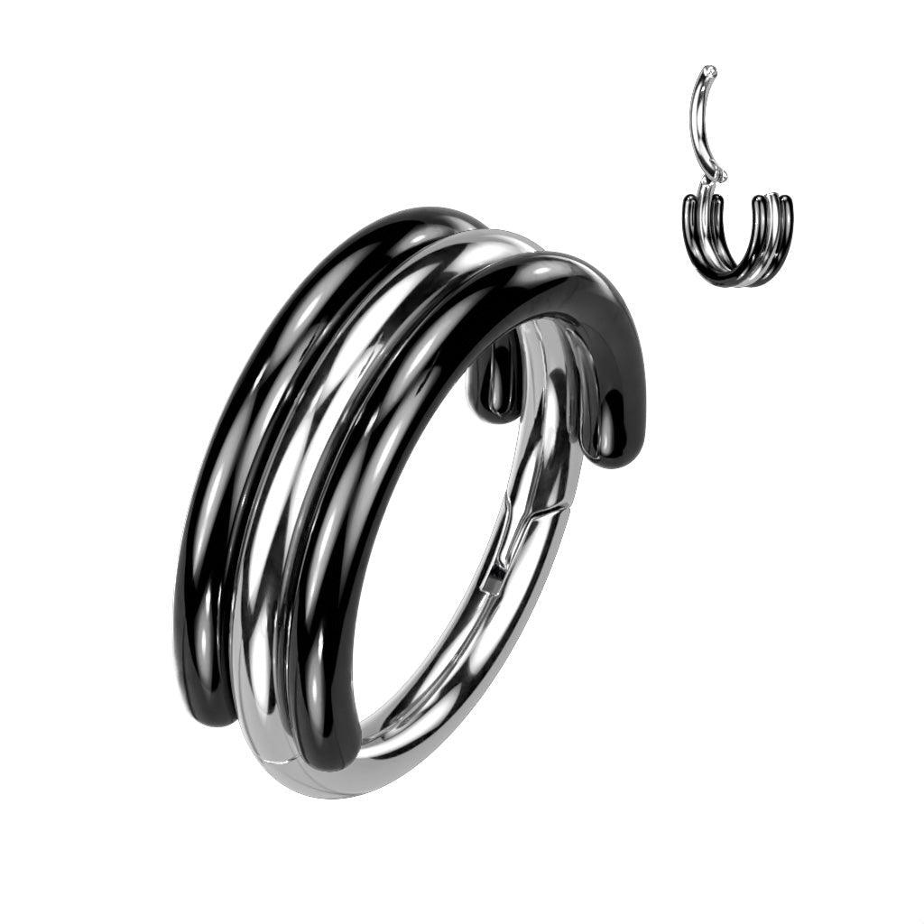 Body Jewelry - Titanium Triple Stacked Hinged Ring 16G