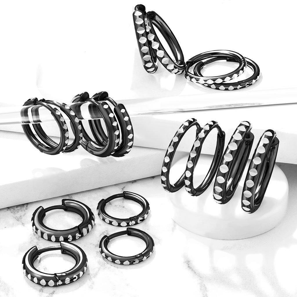 Body Jewelry - Steel Cut Huggies Earrings Pair