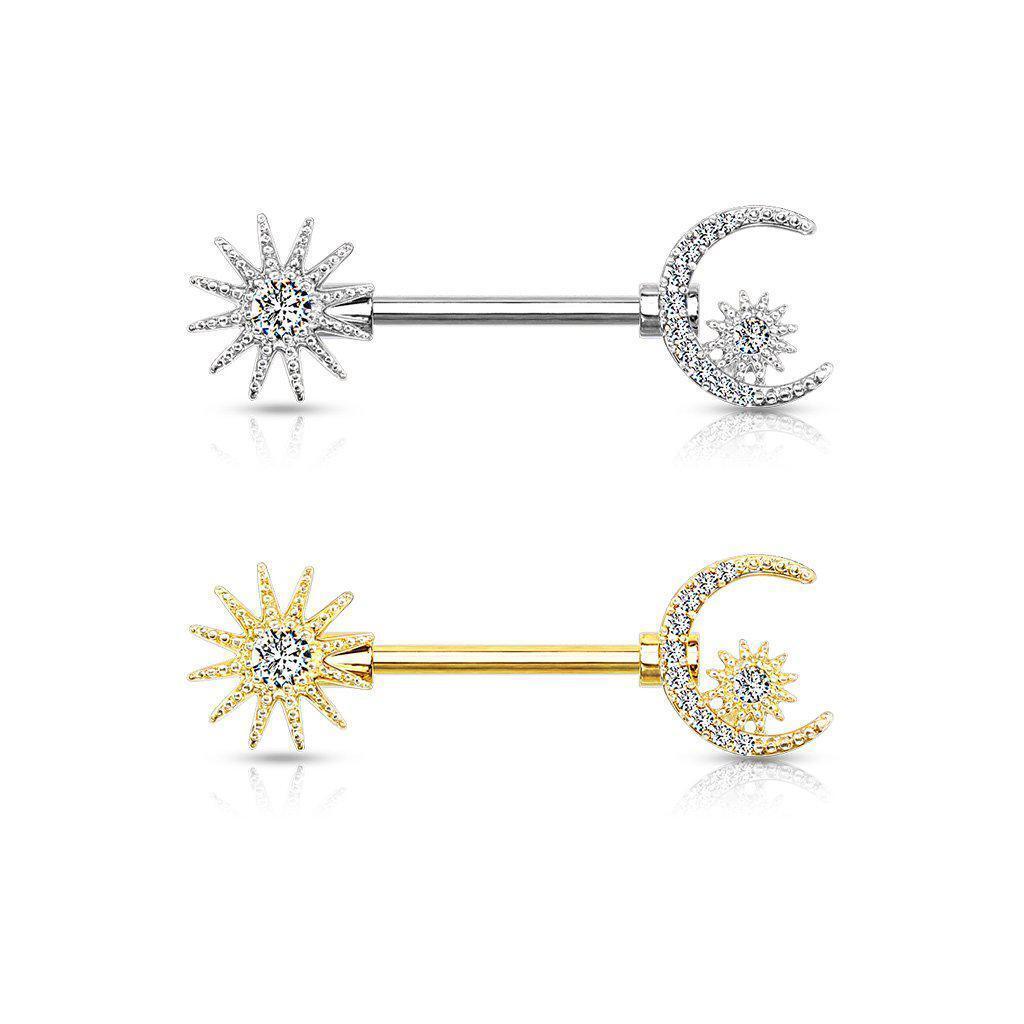 Body Jewelry - Sun And Moon Nipple Bar 14G