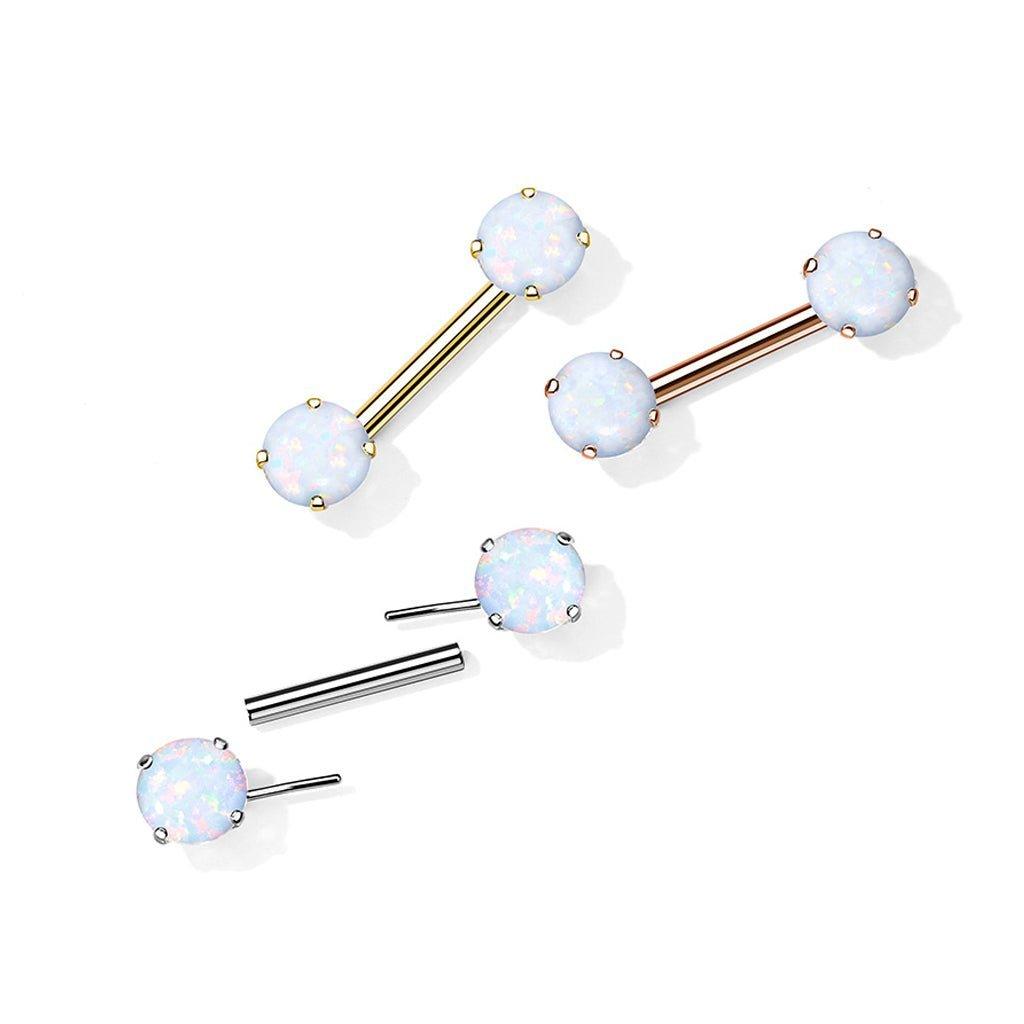 Body Jewelry - Threadless Opal Nipple Bar 14G
