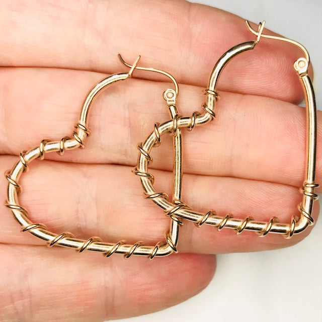 Rose Gold Twisted Heart Earring Pair