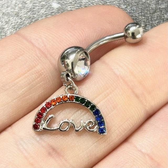 Pride Love Rainbow Belly Bar 14G-My Body Piercing Jewellery