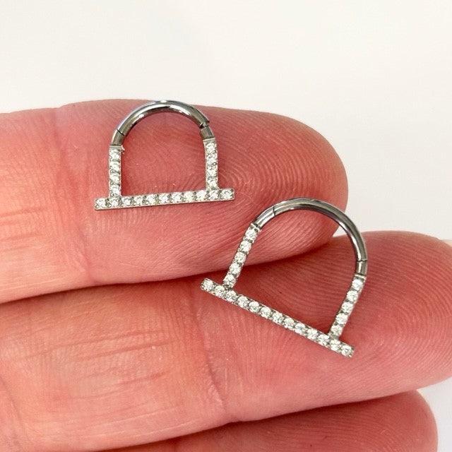 Body Jewelry - Titanium Box Paved Hinged Ring 16G