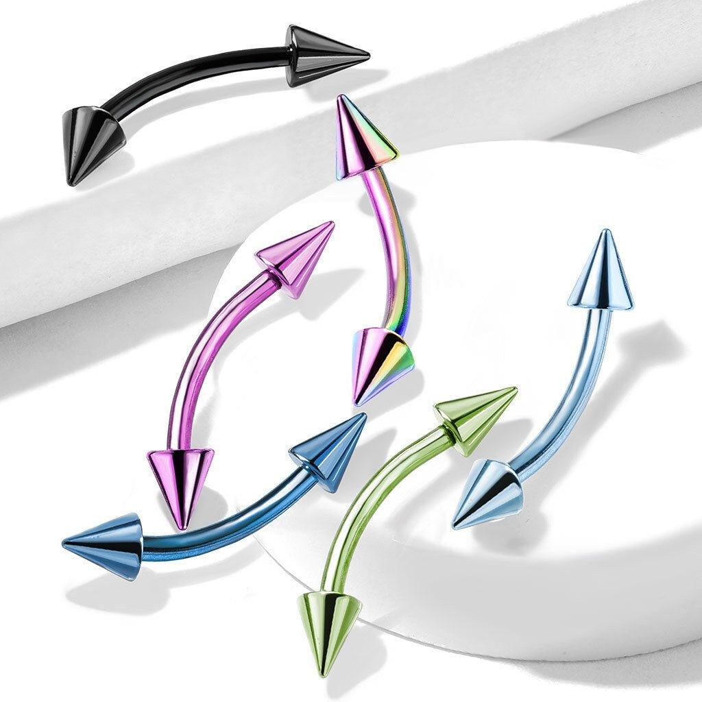 Body Jewelry - Titanium IP Curve With Spikes 16G 14G