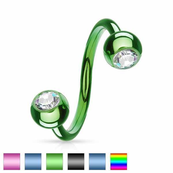 Body Jewelry - Titanium IP Gem Twist 16G 14G