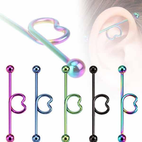 Body Jewelry - Titanium IP Heart Industrial 14G 38mm