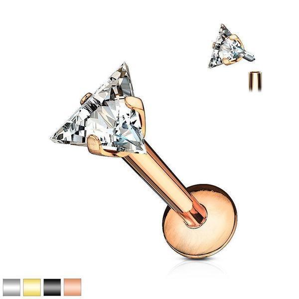 Body Jewelry - Triangle Gem Labret 16G