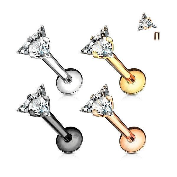 Body Jewelry - Triangle Gem Labret 16G