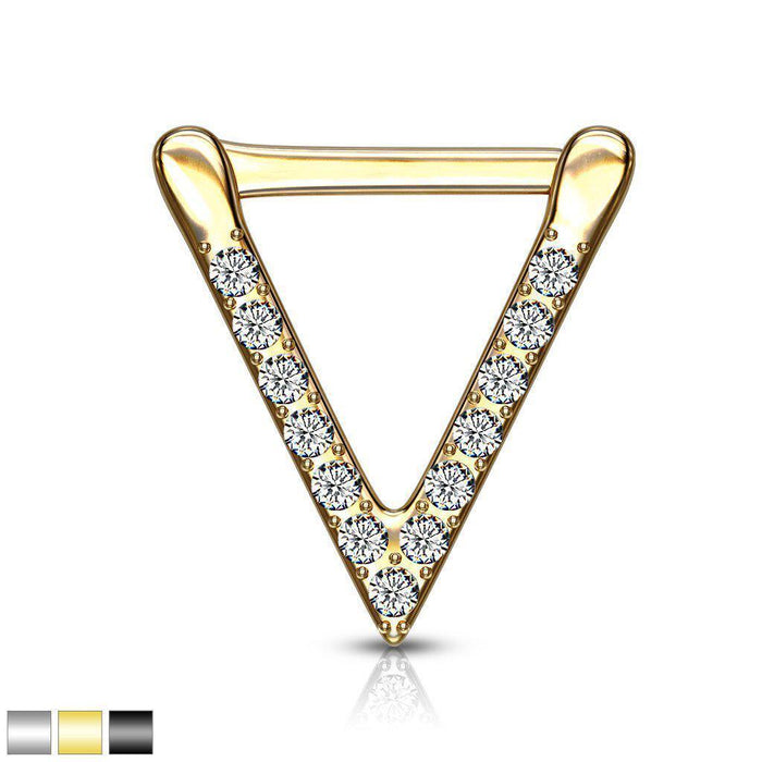 Body Jewelry - Triangle Paved Septum Clicker 16G
