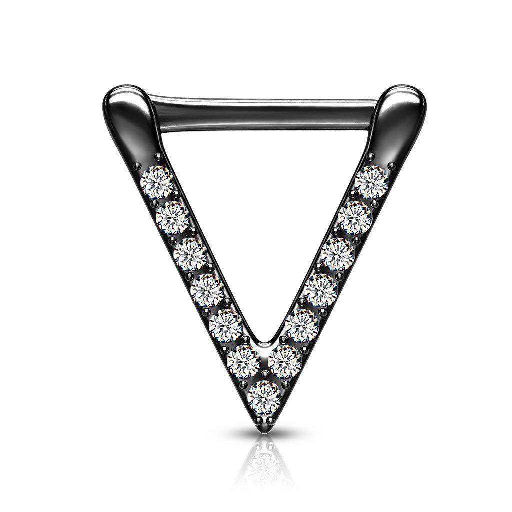 Body Jewelry - Triangle Paved Septum Clicker 16G