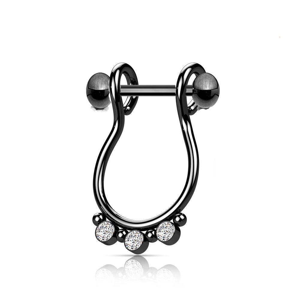 Body Jewelry - Triple Gem Cartilage Cuff 16G