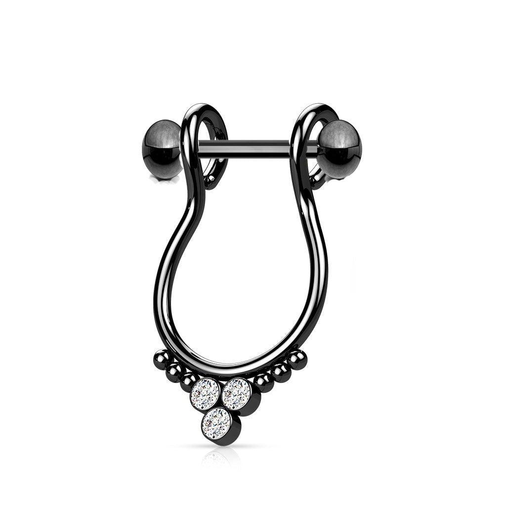 Body Jewelry - Triple Gem Drop Cartilage Cuff 16G