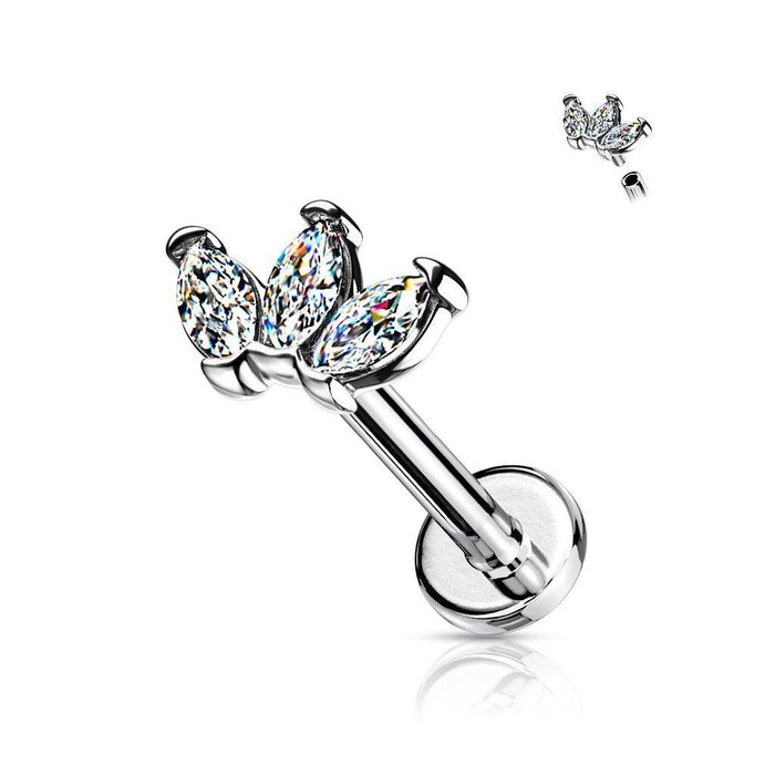 Body Jewelry - Triple Marquise I.T. Labret 16G