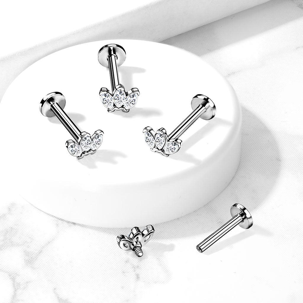 Body Jewelry - Triple Marquise I.T. Labret 16G