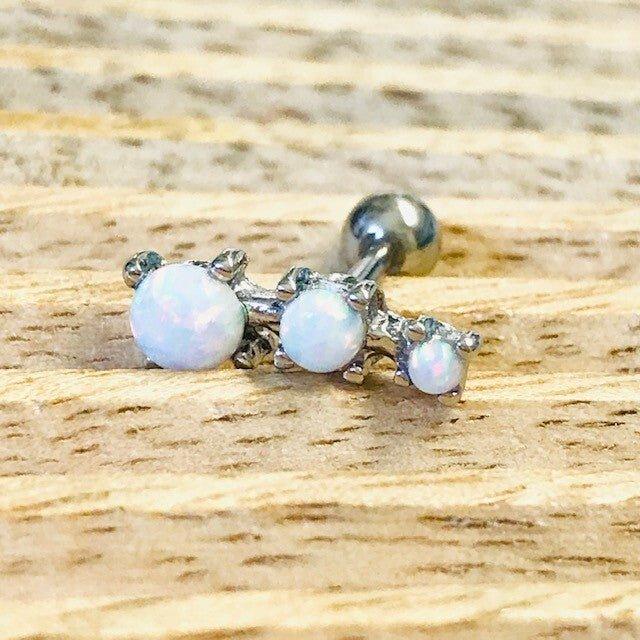 Body Jewelry - Triple Opal Cartilage Bar 16G